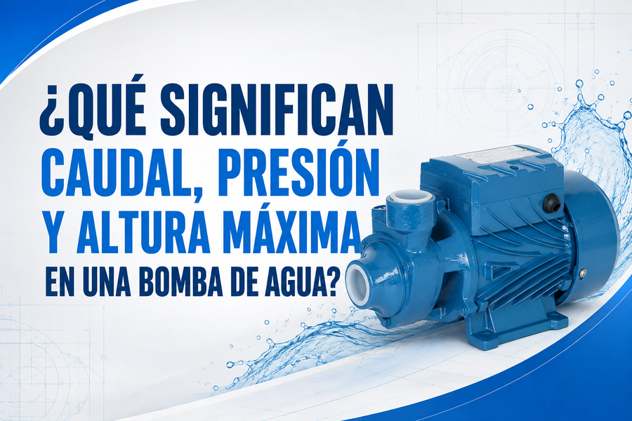 ¿Qué significan caudal, presión y altura máxima en una bomba de agua?