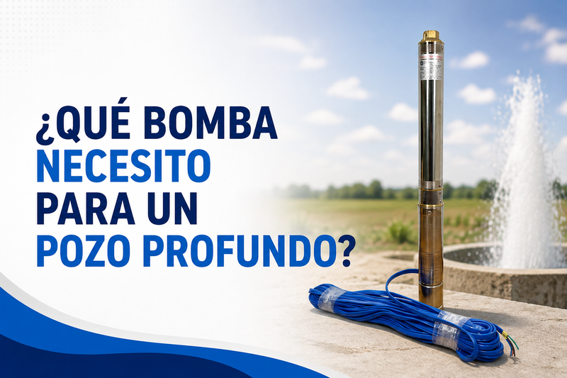 Bomba sumergible para pozo profundo con cable azul para extracción de agua