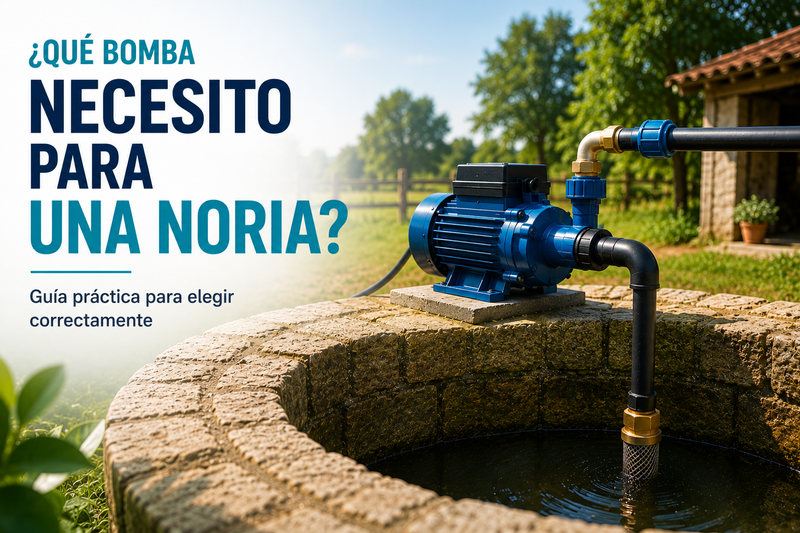 Bomba de agua instalada en una noria para extracción de agua