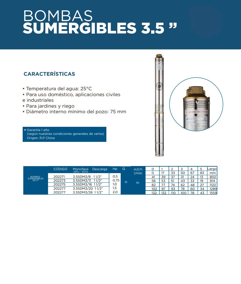 BOMBAS SUMERGIBLES 3.5"