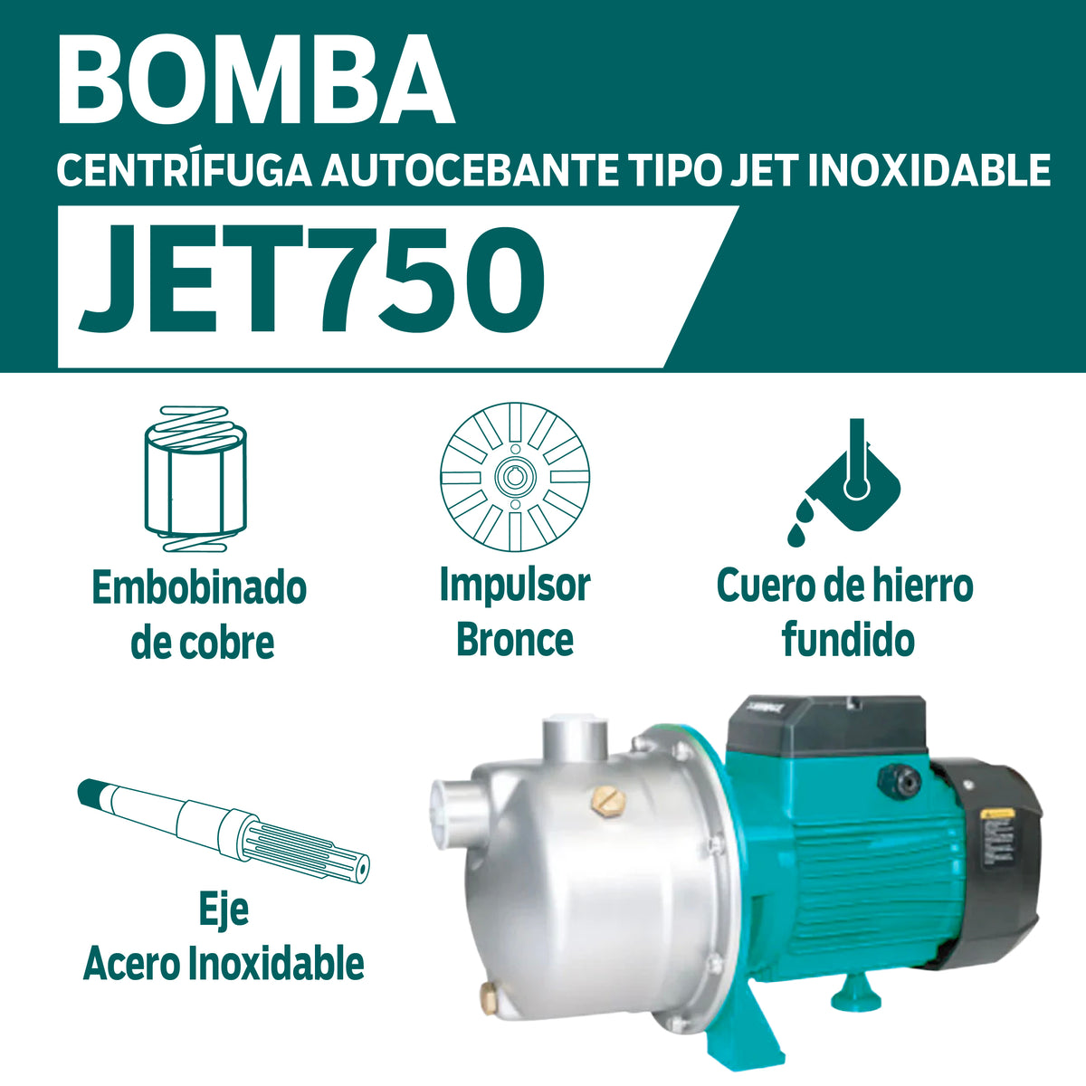CARACTERISTICAS BOMBA CENTRIFUGA AUTOCEBANTE TIPO JET INOXIDABLE
