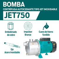 CARACTERISTICAS BOMBA CENTRIFUGA AUTOCEBANTE TIPO JET INOXIDABLE