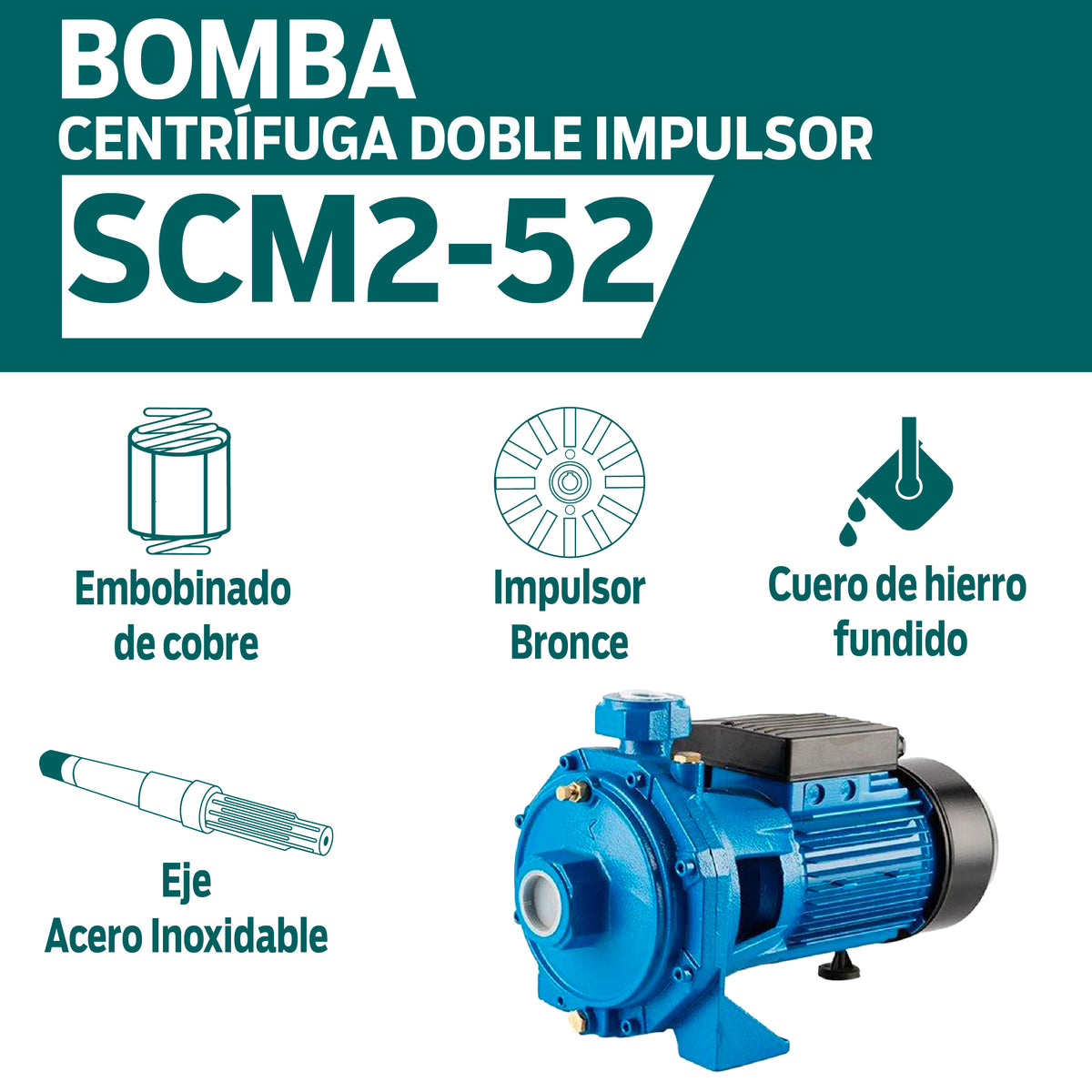 CARACTERISTICAS BOMBA CENTRIFUGA DOBLE IMPULSOR SCM2-52