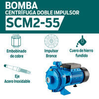 CARACTERISTICAS BOMBA CENTRIFUGA DOBLE IMPULSOR SCM2-55