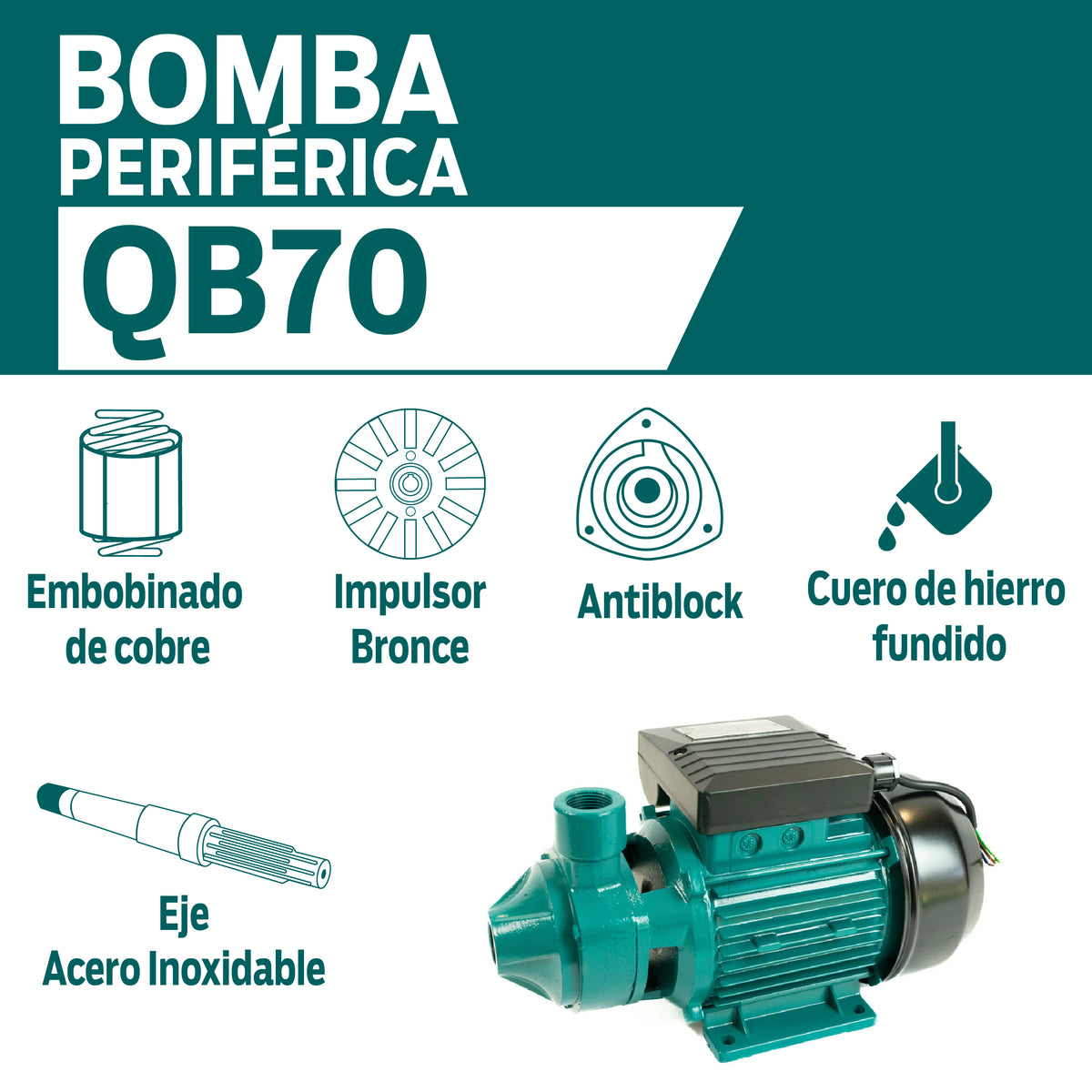 CARACTERISTICAS BOMBA PERIFERICA QB70