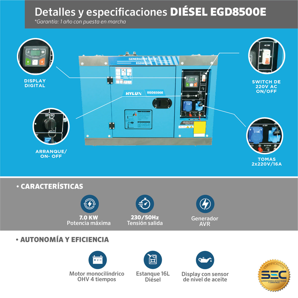 GENERADOR GASOLINA HYLUX