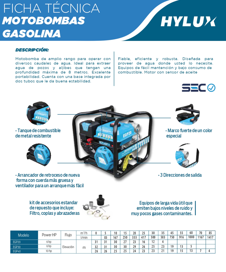 MOTOBOMBA GASOLINA EGP