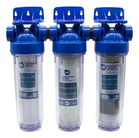 FILTRO DE AGUA 3 ETAPAS - MALLA LAVABLE, POLIFOSFATO Y CARBÓN ACTIVADO