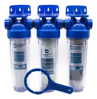 FILTRO DE AGUA 3 ETAPAS - MALLA LAVABLE, POLIFOSFATO Y CARBÓN ACTIVADO