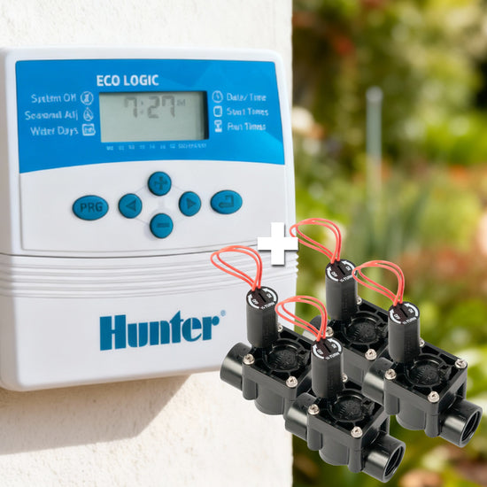 KIT DE RIEGO AUTOMATICO PROGRAMADOR HUNTER MAS VALVULAS PGV HUNTER
