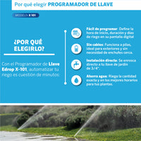 Beneficios del Programador de llave X-101 EDROP: pantalla digital, funciona a pilas y se enrosca directo a la llave