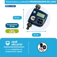 Dimensiones del Programador de llave X-301 EDROP: 27 x 21 cm, 0,61 kg, incluye adaptador de acople rápido